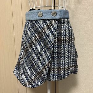 ZARA ミニスカート　ツイード　水色　XS