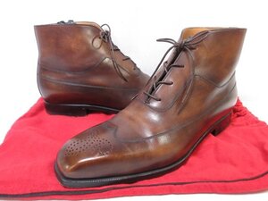 HH極美品 【Berluti ベルルッティ】 レザー メダリオン ウイングチップ レースアップブーツ 靴 (メンズ) size7.5 ブラウン系 □30MZA6060