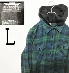 USA古着 flysociety ネルパーカー　L　ネルシャツ　パーカー