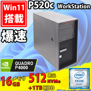 Quadro P4000 ゲーミングPC 新品NVMe 512GB-SSD 中古美品 Lenovo ThinkStation P520C Type30BY Windows11 Xeon W-2133 16GB 1TB-HDD Office