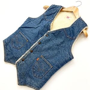 70s ビンテージ ☆ リーバイス ☆ LEVIS 60607-0217 ボア デニム ベスト M 万能アイテム♪ ウエスタン 大定番 アメカジ 古着MIX■FC111