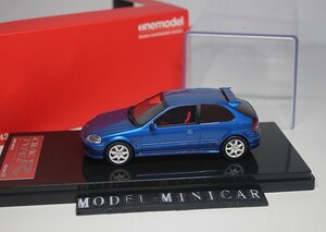 ▲入手困難！Blue！世界限定！OneModel 1/43 ホンダ Honda Civic シビックType R タイプ R 無限 EK9 Resin Model ONE MODEL