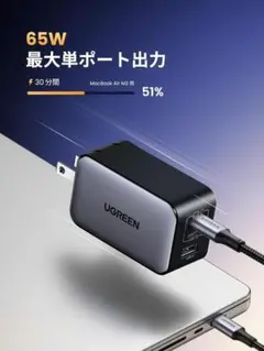 充電器 65W Nexode UGREEN 急速充電器 タイプC