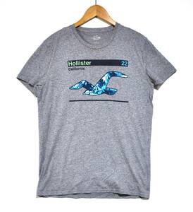 即決【HOLLISTER】ホリスター プリントTシャツ 杢グレー S 古着