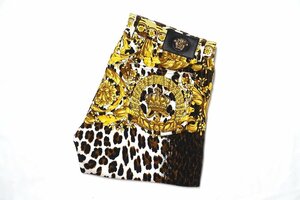 極美品 VERSACE ヴェルサーチ WILD BAROQUE バロッコ柄×レオパード柄切替 デニムパンツ メデューサ パッチ ジーンズ A80490 メンズ 33