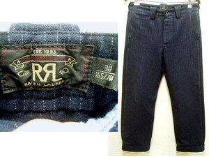 即決[W30]RRL 黒タグ 一ツ星 ウール ストライプ ネイビー TROUSER スラックス トラウザーズ パンツ■5055