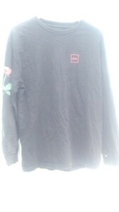 HUF ハフ Tシャツ 長袖 バラ　色あせ有り Ｌサイズ ブラック ユニセックス 1203000025564