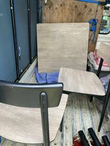 【家財】 詳細不明 ダイニングテーブル 椅子 セット 2人 テーブル80cm角 木製 チェア ダイニングチェア 