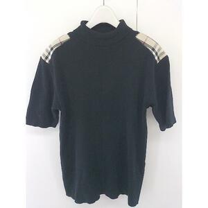 ◇ BURBERRY BLACK LABEL ノバチェック ハイネック 半袖 ニット カットソー サイズ2 ブラック ベージュ系 メンズ