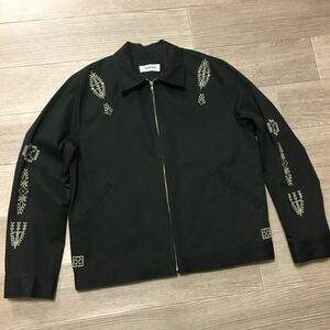 YM/1062 ADISH MAKHLUT COTTON ZIP JACKET メンズ ブルゾン ブラック Lサイズ パレスチナ刺繍 ジャケット