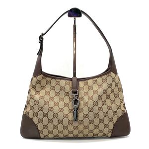 1円 極美品 GUCCI グッチ ジャッキー GGキャンバス レザー ブラウン ワンショルダーバッグ 肩掛け ハンドバッグ 28628