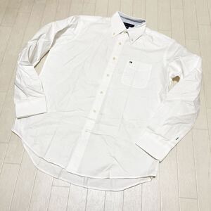 和574★① TOMMY HILFIGER トミーヒルフィガー ボタンシャツ ボタンダウン 長袖 XL ホワイト メンズ