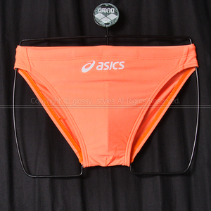 K1877-09■新品箱付 asics アシックス 旧ロゴ ハイドロCD スパイラルカット 競パン メンズビキニ競泳水着 ブーメラン AMA87T オレンジ SS