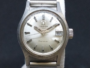 【1円】ジャンク 稼働 OMEGA Geneve オメガ ジュネーブ 566021 Cal.684 レディース 自動巻き 腕時計 デイト シルバー文字盤 アンティーク