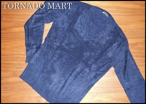 TORNADO MART ストレッチ ベロア ニット トルネードマート L 美品 ネイビー メンズ 紺色 長袖 カットソー Tシャツ ジャケット デニム