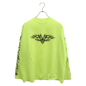 VETEMENTS ヴェトモン 21AW Gothic Logo Long Sleeve T-Shirt ロゴプリント 長袖クルーネックTシャツ イエロー UA52TR590Y