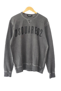 ディースクエアード DSQUARED2 19AW 後染め ヴィンテージ加工 ロゴ プリント プルオーバー スウェット トレーナー S71GU0317 S25030 S 黒