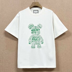 個性ヨーロッパ製※定価2万◆ブルガリア発※RISELIN 半袖Tシャツ 上質 快適 ソフト クマ 英字柄 カットソー スウェット お洒落 XL/50サイズ