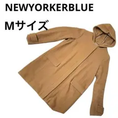 さa450 NEWYORKERBLUEニューヨーカーブルーフード付ウールコートM