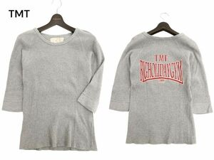 TMT ティーエムティー ビッグホリデー 春夏 ロゴプリント★ ワッフル 7分袖 カットソー Tシャツ Sz.M　メンズ グレー 日本製　C4T02648_3#D