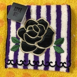 ANNA SUI アナスイ ポケットハンカチ　ポーチ 薔薇パープル　マスクケース　