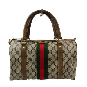 グッチ GUCCI オールドグッチ ヴィンテージ ミニボストンバッグ シェリーライン GG柄 カバン キャンバス ブラウン メンズ レディース