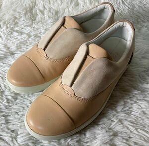 【アパレル】☆ほぼ未使用☆ ECCO エコー 430893 Soft 7 Slip On II レザースニーカー ベージュ 35 22㎝ レディース おしゃれ 靴 シューズ