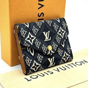 未使用級◆現行◆LOUIS VUITTON ルイヴィトン ポルトフォイユ ヴィクトリーヌ ジャガード 三つ折り財布 ３つ折り RFID搭載 デニム