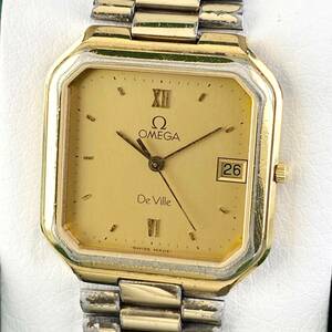 【1円〜】OMEGA オメガ 腕時計 メンズ DE VILE デビル ゴールド文字盤 スクエア 1430 デイト 可動品
