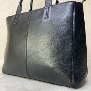 美品 SHPS シップス トートバッグ ビジネスバッグ オールレザー シボ革 大容量 A4 黒 ブラック 通勤 肩掛け 通勤 メンズ 