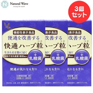 快通ハーブ粒 プラス乳酸菌 120粒 3個セット ナチュラルウェーブ 便通改善 乳酸菌 快適 お通じ