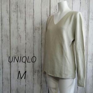 UNIQLO レディース 3D コットン Vネック セーター 長袖 M 42