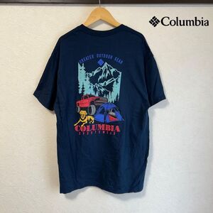 コロンビア 半袖Tシャツ メンズ L ネイビー紺 プリントロゴ 美品