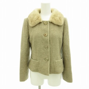 フォクシー ブティック FOXEY BOUTIQUE ミンクファージャケット ブルゾン 毛皮 ノーカラー カシミヤ混 38 M ベージュ /FF ■EC