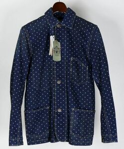 DOUBL RL RRL ダブルアールエル ALLEN WORK JACKET XS POLKADOT WASH USED加工 インディゴ ドット カバーオール USA製 b7935