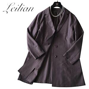 D15◆極美品 レリアン Leilian 大きいサイズ 11 L XL 前後 1枚仕立て ウール シングル ミディアム コート ジャケット 軽量 羽織り 秋冬