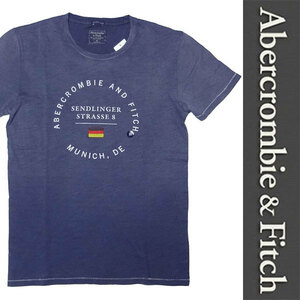 新品 Abercrombie & Fitch S/S T-SHIRT アバクロンビー＆フィッチ 半袖 Tシャツ ネイビー メンズ カットソー ドイツ限定 XS 正規品