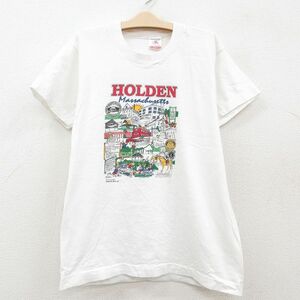 古着 半袖 ビンテージ Tシャツ キッズ ボーイズ 子供服 90s HOLDEN 馬 コットン クルーネック 白 ホワイト 23jul28 2OF