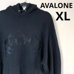 AVALONE アヴァロン　プルオーバーパーカー　メタル調　オールブラック　XL