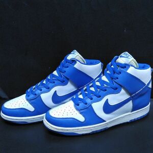 ナイキNIKE初期復刻1999年製ケンタッキー大学カラーDUNK HIGHカレッジダンクハイ白/青レザー27.0㎝US9.0新品デッドストック630335-141