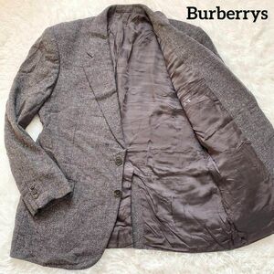 B69 Burberrys　バーバリー　テーラードジャケット　グレー　L相当　ヘリンボーン　ツイード