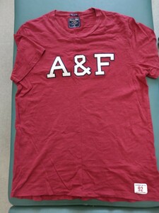 ★ Abercrombie&Fitch★アバクロンビー&フィッチ★ アバクロ 古着 半袖★ワッペンTシャツ★メンズ M★ レッド トップス 中古