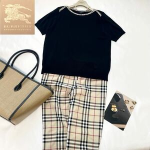 ★大きいサイズ★バーバリー★BURBERRY 13号/44/XL-3L 洗える☆ボートネックニット&メガチェックパンツ2点セット♪ 旅行 おでかけ