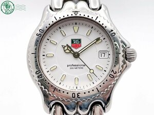 2405604320　＃ 1円～！ TAG HEUER タグホイヤー WG1210-K0 プロフェッショナル クォーツ 3針 デイト 腕時計 白文字盤 ホワイト 純正ベルト