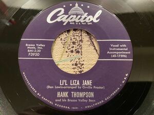 Hank Thompson And His Brazos Valley Boys LI’L LIZA JANE US Original 7inch Western Swing ロカビリー