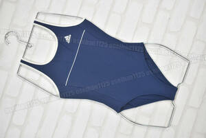 adidas アディダス AP3321 白パイピングワンピース水着 女子競泳水着 ネイビー サイズ150(S)