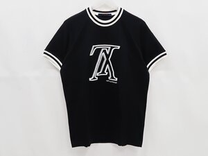 ◇美品【LOUIS VUITTON ルイ・ヴィトン】ロゴ刺繍Tシャツ RM182M CMS HFY04W ブラック×ホワイト S