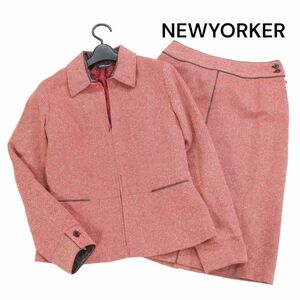 NEWYORKER ニューヨーカー 秋冬 中綿♪ ウール ツイード ジップ ジャケット & スカート セットアップ Sz.11AR　レディース　K3T00388_9#N