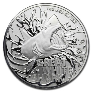 [保証書・カプセル付き] 2021年 (新品) オーストラリア「頬白鮫・ホオジロザメ・グレイトホワイトシャーク」純銀 1オンス 銀貨
