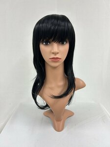 Wigs2you C-002 黒 ブラック コスプレウィッグ アニメ アイドル風 耐熱コスプレウィッグ★シンプルなロングスタイル